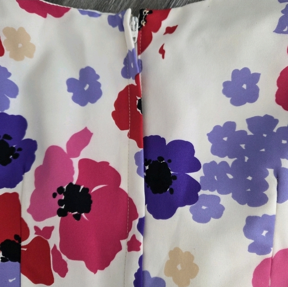 Victor Costa Vintage Floral Puff Petal Sleeve Dress Size 10 (Fits 4–6) Pink Bow - Picture 6 of 14